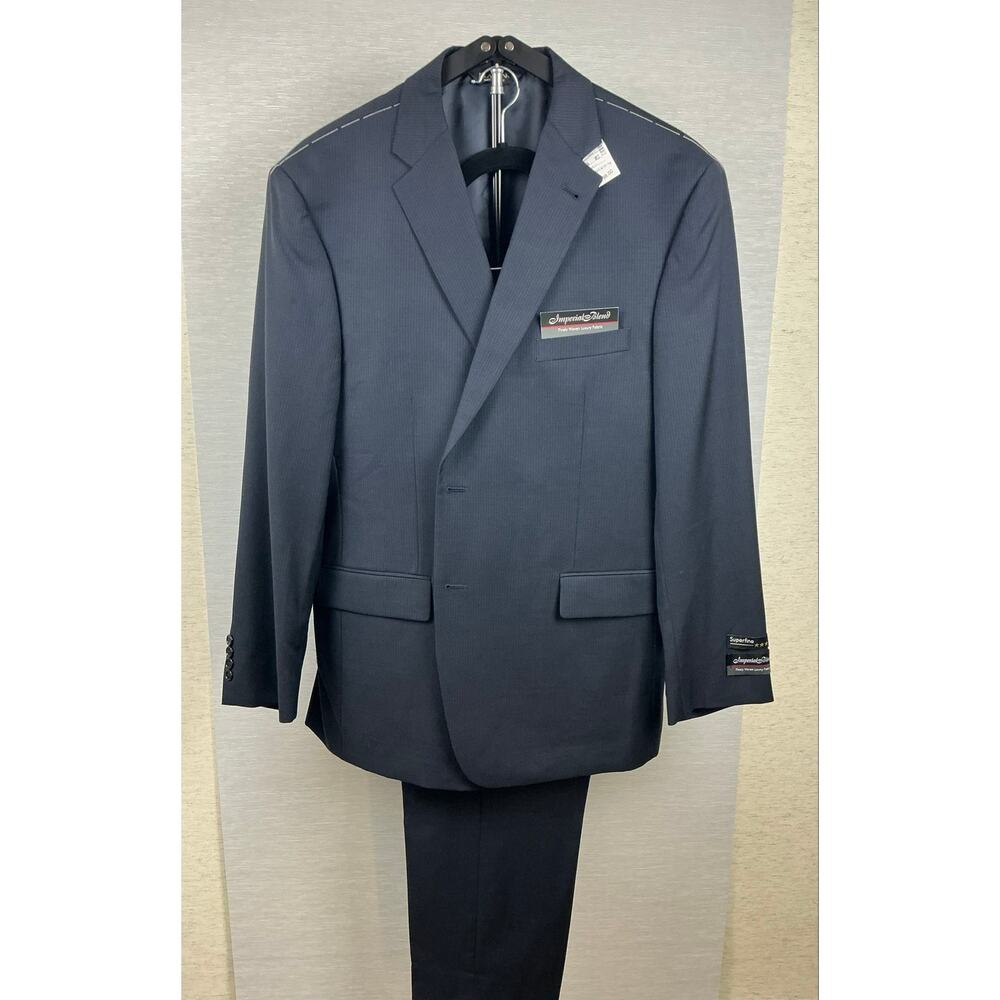 NWT Jos A Bank Signature Suit 46R 40W Navy Pinstripe Wool Silk Blend Premium